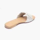 Shimmer Ruched Slides cream back angle