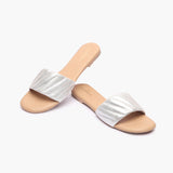 Shimmer Ruched Slides cream