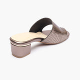 Snakeprint Opentoe Slides metallic back angle