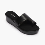 Open Toe Platform Slides black side single