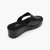 Open Toe Platform Slides black back angle