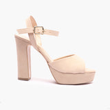 Bold Platform Sandals beige side profile with heel