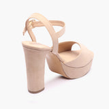 Bold Platform Sandals beige back angle