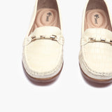 Metal Accented Wedge Heel Loafers beige front zoom