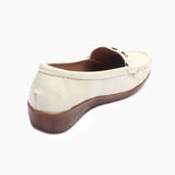 Metal Accented Wedge Heel Loafers beige back
