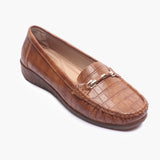 Metal Accented Wedge Heel Loafers rust side single