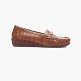 Metal Accented Wedge Heel Loafers rust side profile with heel