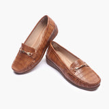 Metal Accented Wedge Heel Loafers rust