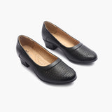 Intricate Perforated Heel Ballerinas black side angle
