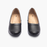 Intricate Perforated Heel Ballerinas black front