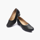 Intricate Perforated Heel Ballerinas black