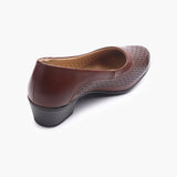 Intricate Perforated Heel Ballerinas brown back