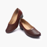 Intricate Perforated Heel Ballerinas brown