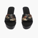 Symmetrical Strap Wedge Slides black front angle