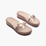 Buckle Detail Transparent Wedge pink side angle