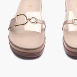 Buckle Detail Transparent Wedge pink front angle