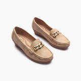 Bold Chainlink Wedge heel Loafers beige side angle