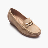 Bold Chainlink Wedge heel Loafers beige side single