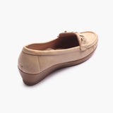 Bold Chainlink Wedge heel Loafers beige back