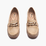 Bold Chainlink Wedge heel Loafers beige front