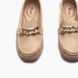 Bold Chainlink Wedge heel Loafers beige front zoomed