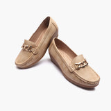 Bold Chainlink Wedge heel Loafers beige