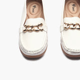Bold Chainlink Wedge heel Loafers white front zoomed