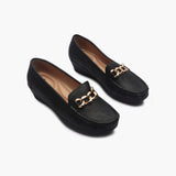 Bold Chainlink Wedge heel Loafers black side angle
