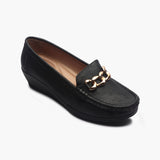 Bold Chainlink Wedge heel Loafers black side single