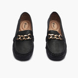 Bold Chainlink Wedge heel Loafers black front angle