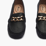Bold Chainlink Wedge heel Loafers black front zoom
