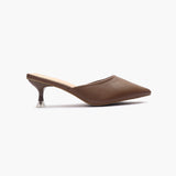 Sculptural Heel Mules beige side profile with heel