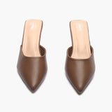 Sculptural Heel Mules beige front angle