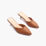 Sculptural Heel Mules tan side angle