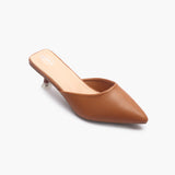 Sculptural Heel Mules tan side single