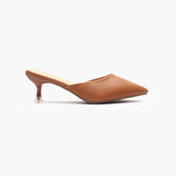 Sculptural Heel Mules tan side profile with heel