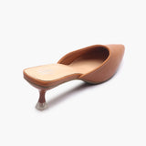 Sculptural Heel Mules tan back