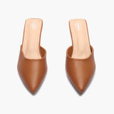 Sculptural Heel Mules tan front angle