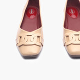 Chainlink Flat Ballerinas beige front zoom