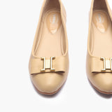 Buckle Accented Wedge Heel Ballerinas beige front zoom