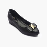 Buckle Accented Wedge Heel Ballerinas black side single