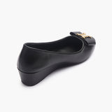 Buckle Accented Wedge Heel Ballerinas black back