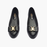 Buckle Accented Wedge Heel Ballerinas black front angle