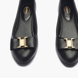 Buckle Accented Wedge Heel Ballerinas black front zoomed