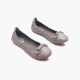 Quilted Ballerinas With Metal Bit grey side angle