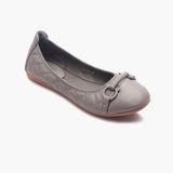 Quilted Ballerinas With Metal Bit grey side single