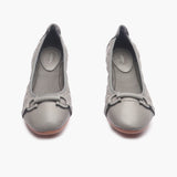 Quilted Ballerinas With Metal Bit grey front