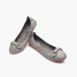 Quilted Ballerinas With Metal Bit grey