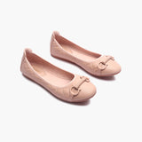 Quilted Ballerinas With Metal Bit light pink side angle