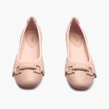 Quilted Ballerinas With Metal Bit light pink front